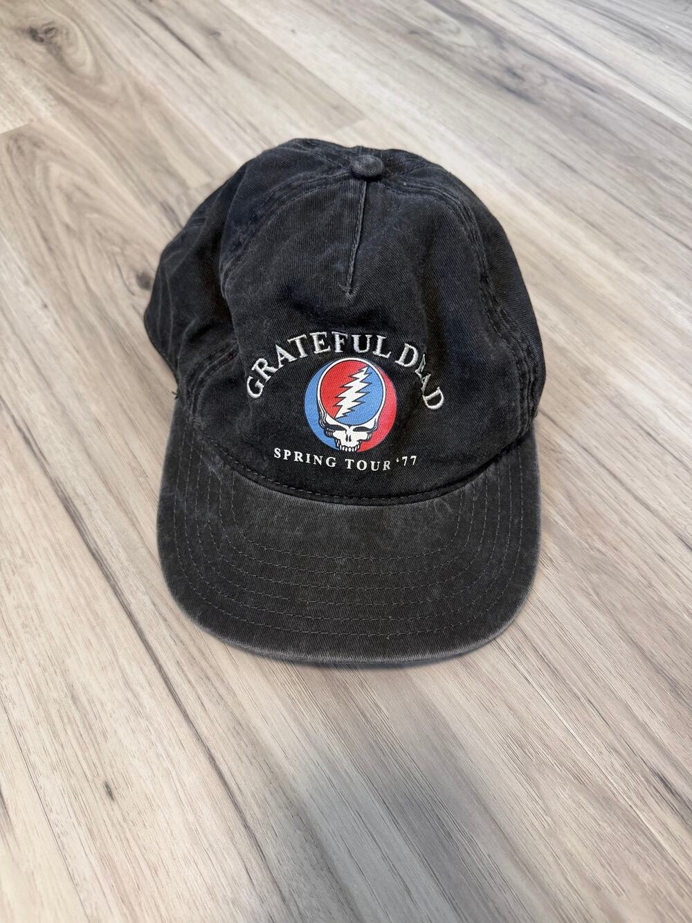 Grateful Dead Hat Cap Snap Back Mens One Size Black Spring Tour 77 Rock Logo